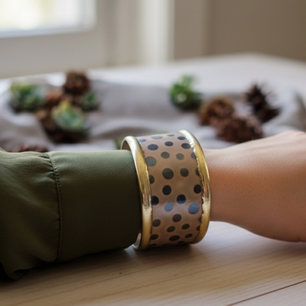 Gold and Brown Cheetah Cuff Bracelet